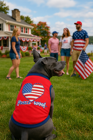 Parisian Pet 'Peace Love Woof' Fun Slogan Dog T-Shirt – Lightweight Cotton Pet Apparel for Dogs & Cats-Valentine's Day