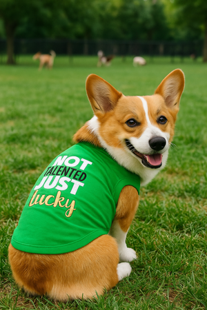 Parisian Pet 'Not Talented Just Lucky' Witty Dog Shirt – Trendy Slogan Pet Apparel for Dogs & Cats-Saint Patrick's Day