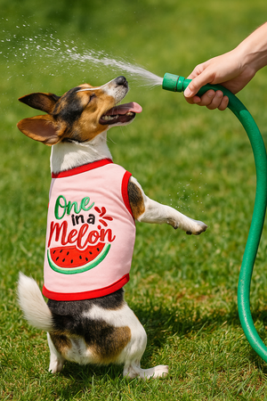 Parisian Pet 'One in a Melon' Dog Shirt – Fun Summer Pet T-Shirt for Dogs & Cats, Pink