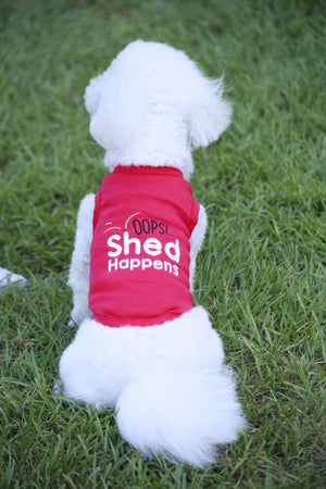 Parisian Pet 'Shed Happens' Funny Dog Shirt – Soft Cotton Slogan Pet Apparel for Dogs & Cats, Red