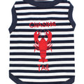 Parisian Pet 'Lobster Chasing Tail' Dog Shirt – Nautical Cotton Pet T-Shirt for Dogs & Cats, Blue & White Stripes