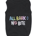 Parisian Pet 'All Bark No Bite' Embroidered Dog T-Shirt – Funny Slogan Pet Apparel for Dogs & Cats, Black