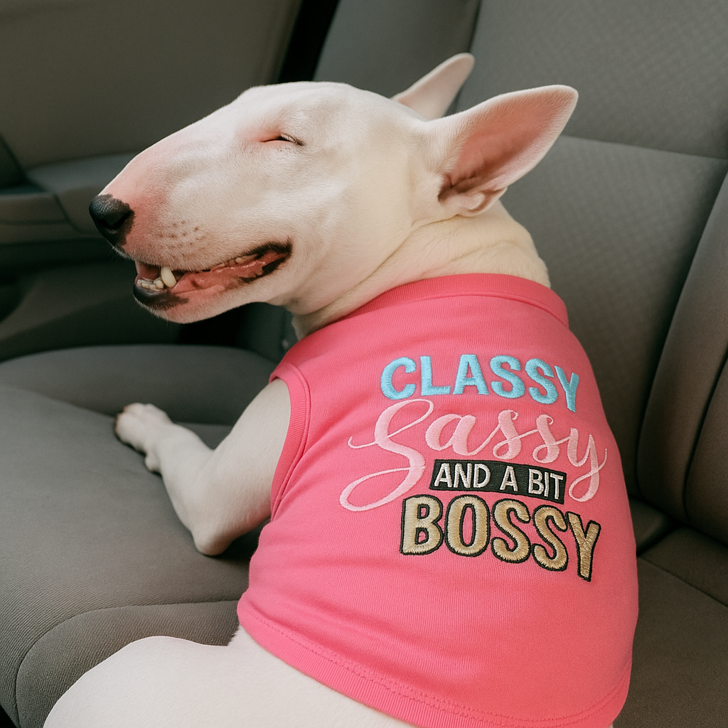 Parisian Pet 'Classy, Sassy, and a Bit Bossy' Dog & Cat T-Shirt – Trendy & Fun Pet Apparel - Pink
