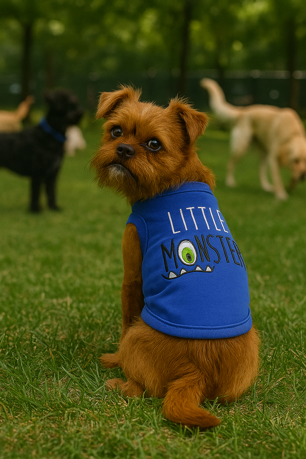 Parisian Pet 'Little Monster' Embroidered Dog & Cat Shirt - Funny Pet Apparel, Blue