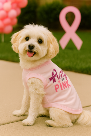 Parisian Pet 'Pretty in Pink' Fashionable Pink Pet T-Shirt – Comfortable Embroidered Dog Wear for All Occasions, Pink