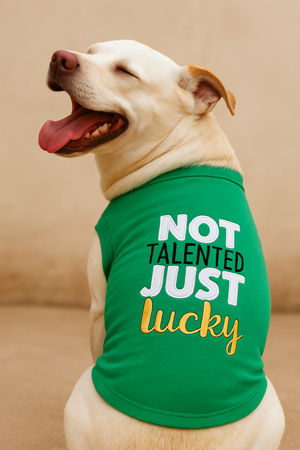 Parisian Pet 'Not Talented Just Lucky' Witty Dog Shirt – Trendy Slogan Pet Apparel for Dogs & Cats-Saint Patrick's Day