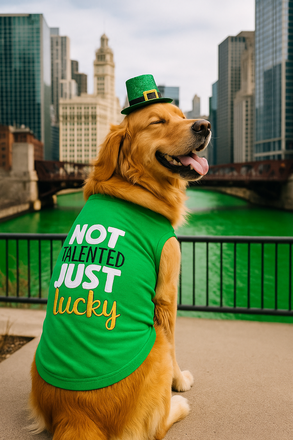 Parisian Pet 'Not Talented Just Lucky' Witty Dog Shirt – Trendy Slogan Pet Apparel for Dogs & Cats-Saint Patrick's Day
